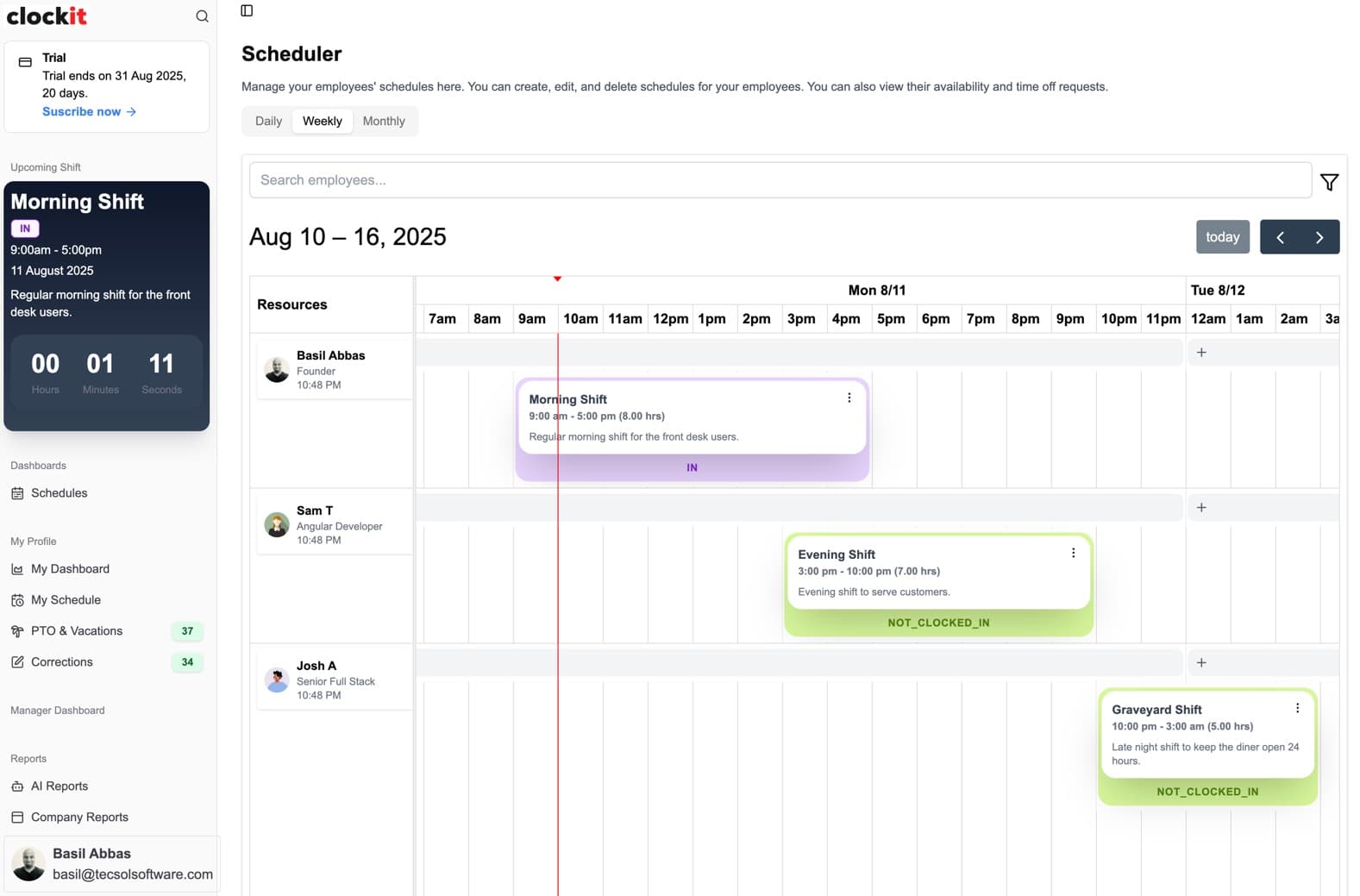 clockit time tracking and scheduling