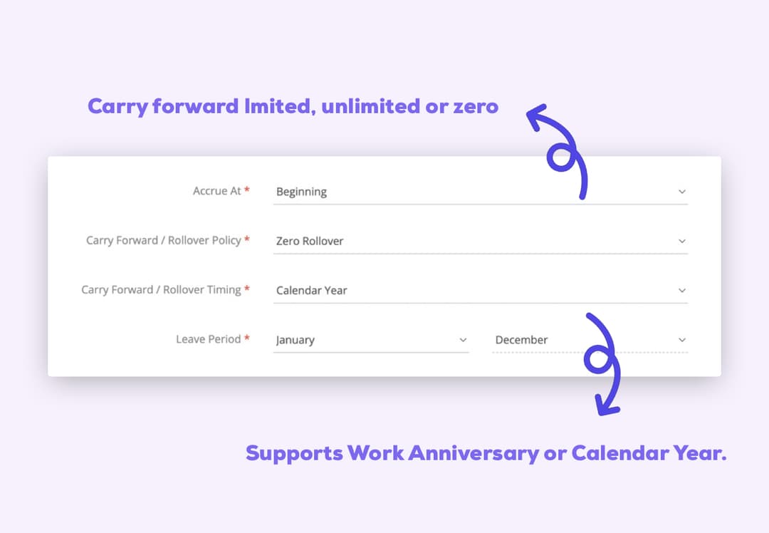Vacation Tracking Rollover Settings