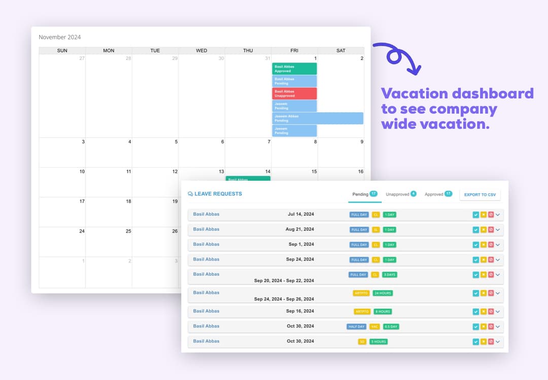 Time Off Management Dashboards