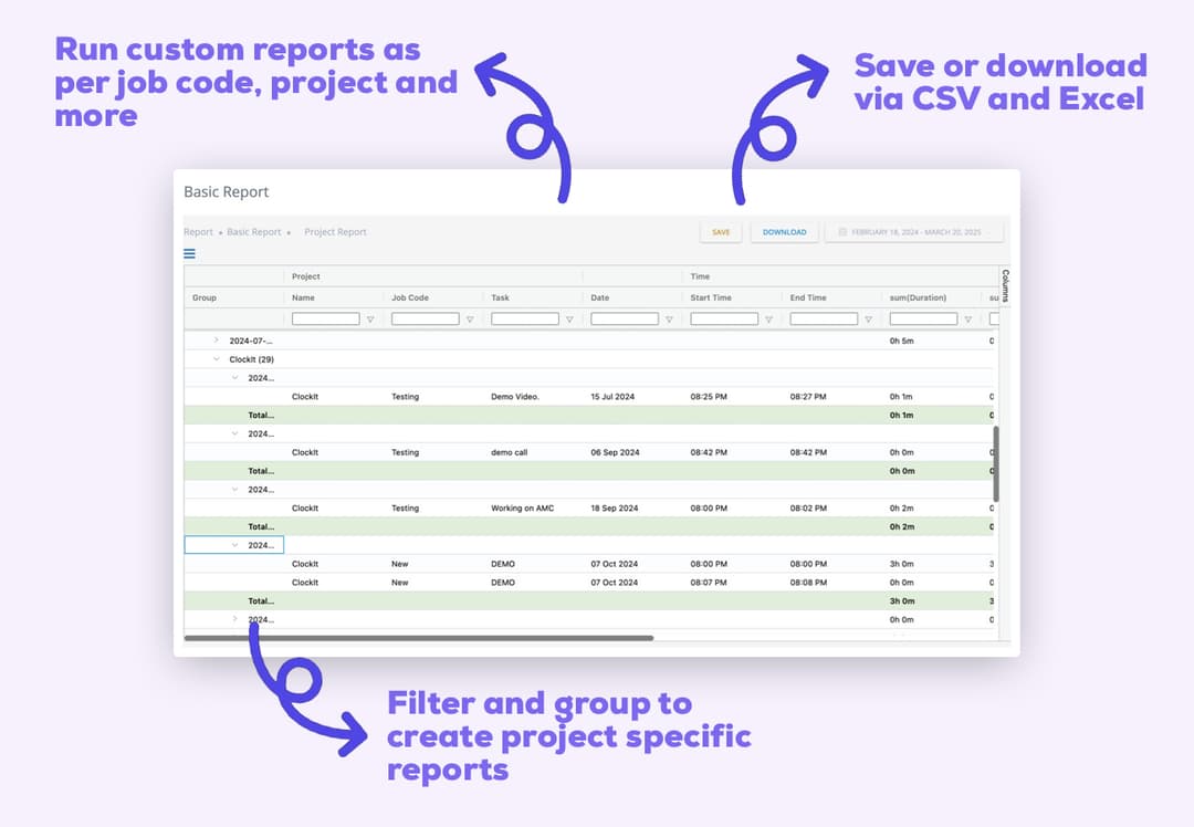 Project Time Reports and Invoicing