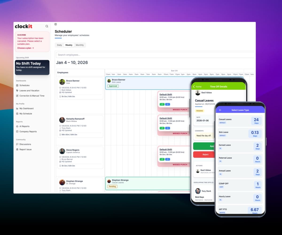 ClockIt attendance reporting queried conversationally